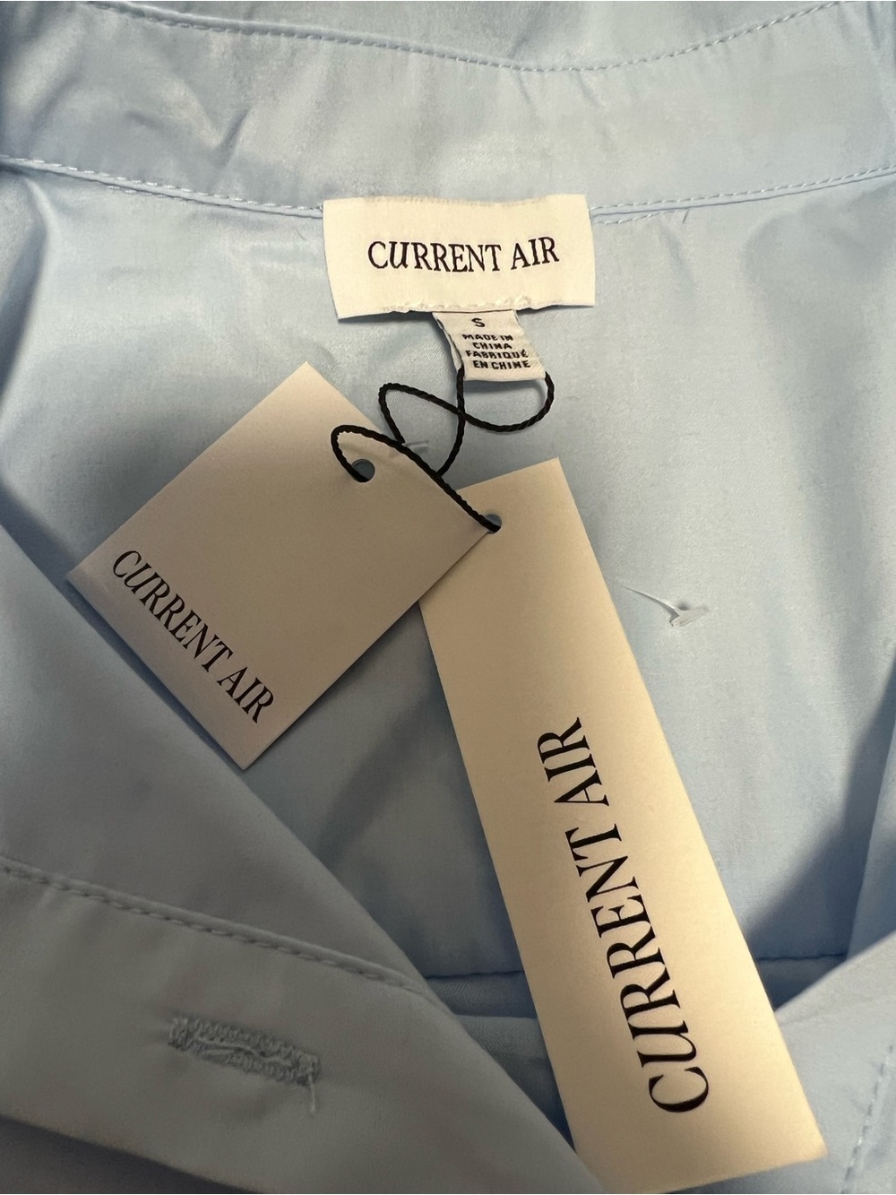 Current Air Giselle Pleated Back Crop Shirt Baby Blue NWT Size S - Picture 3 of 4